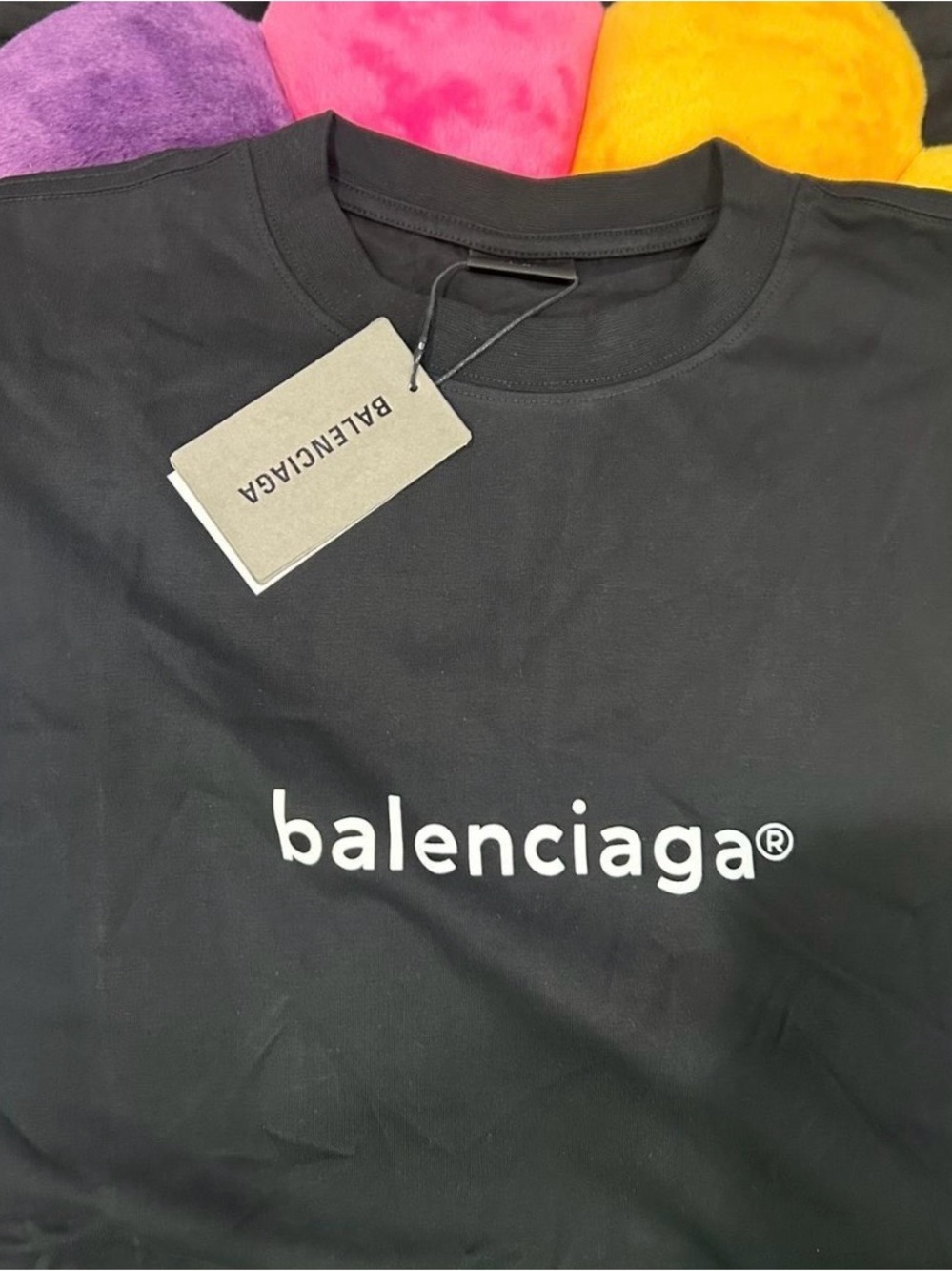 Balenciaga Black Crewneck T-Shirt with White Logo
